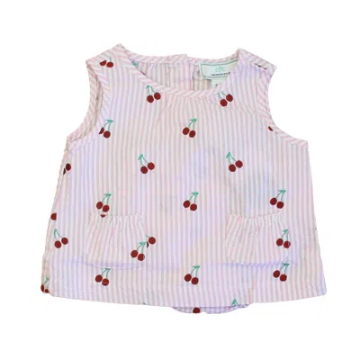 Pre-owned Classic Prep Kids' Girls Cherries On Pink Stripe Apparel Sets In Neutral