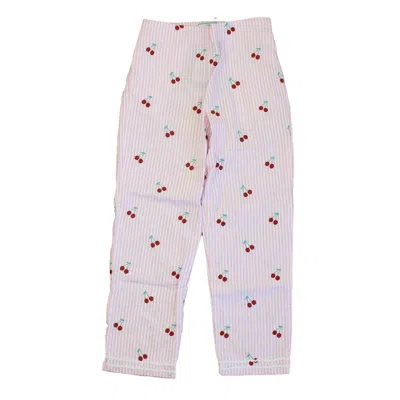 Pre-owned Classic Prep Kids' Girls Cherries On Pink Stripe Pants