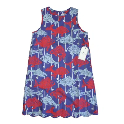 Classic Prep Kids' Girls Fishy Fishy Print Dress In Blue