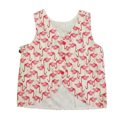 Classic Prep Kids' Girls Frolic Flamingos Blouse Size: 6-14 Years In Multi