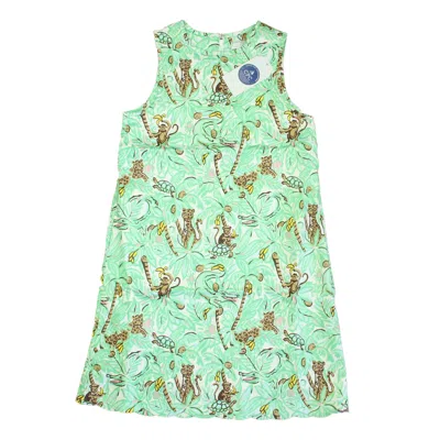 Pre-owned Classic Prep Kids' Girls Jaguar Jungle Dress In Beige