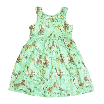 Pre-owned Classic Prep Kids' Girls Jaguar Jungle Dress In Beige