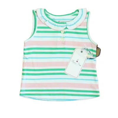 Pre-owned Classic Prep Kids' Girls Lilly's Pink Multistripe Polo Shirt Size: 12-18 Months