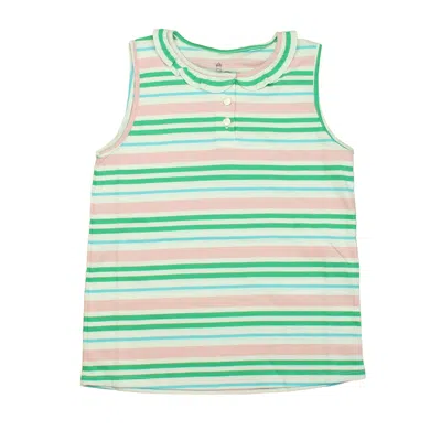 Pre-owned Classic Prep Kids' Girls Lilly's Pink Multistripe Polo Shirt Size: 6-14 Years