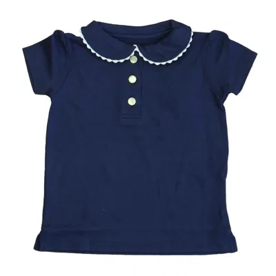 Pre-owned Classic Prep Kids' Girls Medieval Blue Polo Shirt Size: 12-18 Months