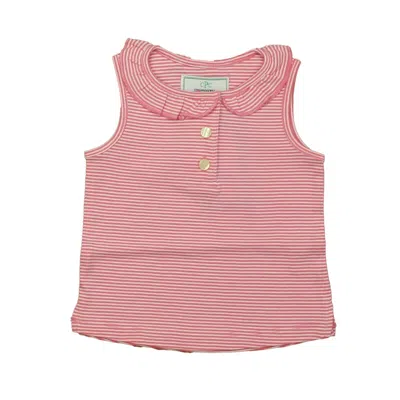 Pre-owned Classic Prep Kids' Girls Pink And White Stripe Polo Shirt Size: 12-24 Months In Multi