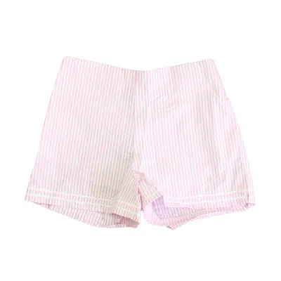 Pre-owned Classic Prep Kids' Girls Pink White Stripe Shorts In Multi