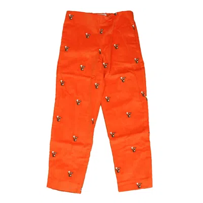 Pre-owned Classic Prep Kids' Girls Pureed Pumpkin With Fox Corduroy Pants In Orange