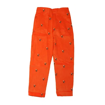 Pre-owned Classic Prep Kids' Girls Pureed Pumpkin With Fox Corduroy Pants Size: 6-14 Years In Beige