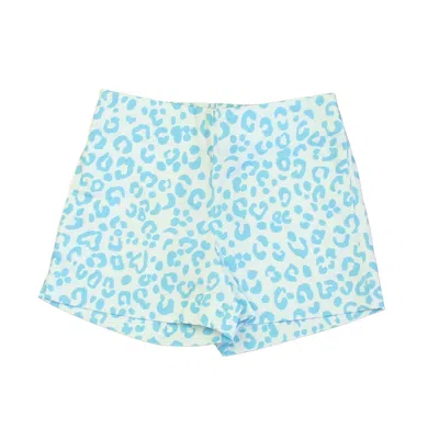 Pre-owned Classic Prep Kids' Girls Robin' Egg Leopard Shorts Size: 2-5t In Blue