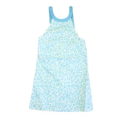 Pre-owned Classic Prep Kids' Girls Robins Egg Leopard Dot Dress In Blue
