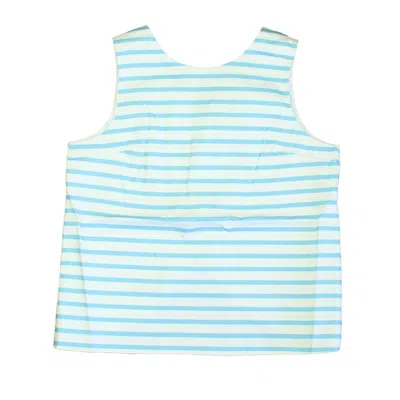 Pre-owned Classic Prep Kids' Girls Robins Egg Picnic Stripe Blouse Size: 6-14 Years In Blue