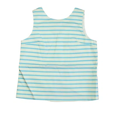 Classic Prep Kids' Girls Robins Egg Picnic Stripe Blouse Size: 6-14 Years In Blue