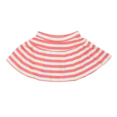 Pre-owned Classic Prep Kids' Girls Sunkissed Coral Bright White Stripe Skirt Size: 2-5t In Pink