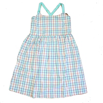 Pre-owned Classic Prep Kids' Girls Surf's Up Plaid Dress In Multi