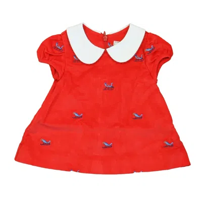 Pre-owned Classic Prep Kids' Girls Tomato With Sleighs Dress In Red