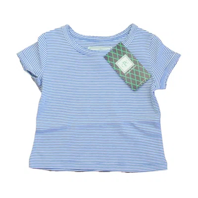 Pre-owned Classic Prep Kids' Girls Ultra Marine & White Stripe Short Sleeve Shirt Size: 2-5t In Blue
