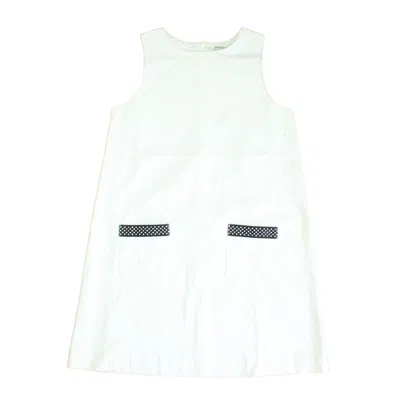 Pre-owned Classic Prep Kids' Girls White Black Polka Dots Dress In Multi