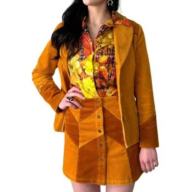 Classic Rock Couture Cinnamon Corduroy Blazer In Gold