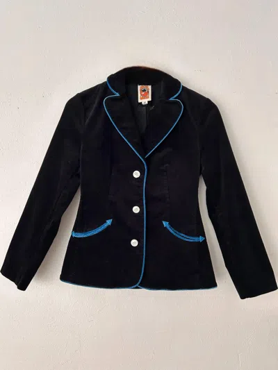 Classic Rock Couture Women's Wild Child Corduroy Blazer In Black, Sky In Multi