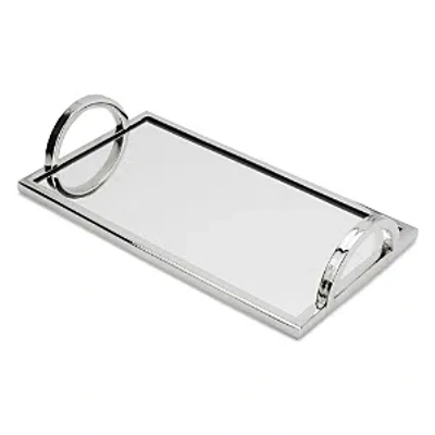 Classic Touch 12l Rectangular Mirror Tray In Silver