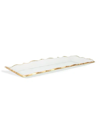 Classic Touch 13.75"l Glass Oblong Tray With Gold Edge In Clear,gold