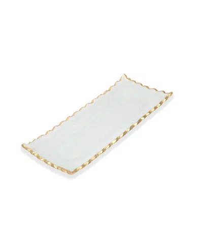 Classic Touch 14"l Glass Oblong Tray With Gold Edge In Clear,gold