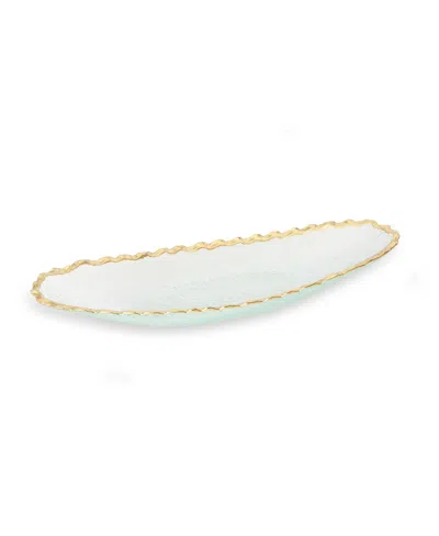 Classic Touch 15"l Glass Oval Tray With Gold Edge In Clear,gold