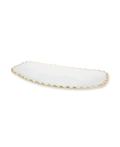 Classic Touch 16"l Glass Oblong Tray With Gold Edge In Multi