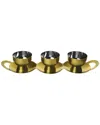 Classic Touch 3-bowl Relish Dish In Black And Gold With Spoons