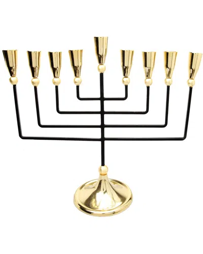 Classic Touch Black And Gold Straight Cut Menorah