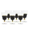Classic Touch Black Water Glasses With Trim And Stem, Set Of 6 In Black