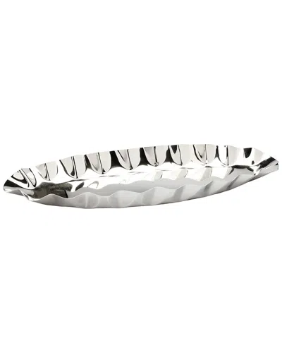 CLASSIC TOUCH CLASSIC TOUCH BOAT SHAPED STAINLESS STEEL DISH WITH RIPPLED DESIGN
