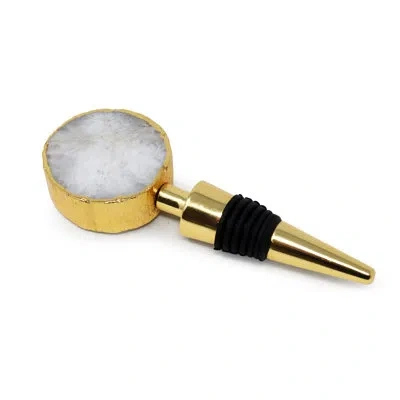Classic Touch Bottle Stopper With Agate Stone Head In Gold