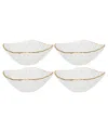 Classic Touch Crushed Glass Square Dessert Bowl With Rim, Set Of 4 In Gold