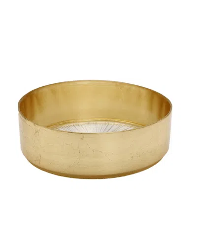 Classic Touch Crystal Glass Bowl With Border, 6" D In Gold