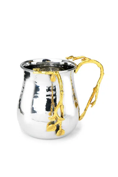 Classic Touch Decor 6" Wash Cup W Leaf Design In Metallic