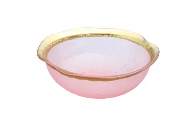Classic Touch Decor Blush Textured Dessert Bowl With Gold Border In Multi