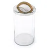 CLASSIC TOUCH DECOR GLASS CANISTER WITH STAINLESS STEEL LID AND GOLD HANDLE, SMALL