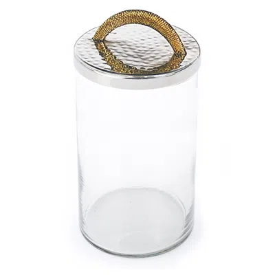 Classic Touch Decor Glass Canister With Stainless Steel Lid And Gold Handle, Small
