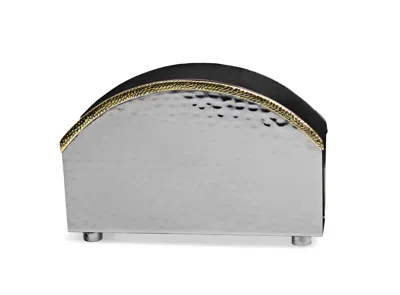 Classic Touch Decor Nickel Napkin Holder With Gold Spaghetti Border In Gray