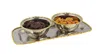 Classic Touch Decor Rectangular Tray With 2 Round Bowls With Gold Border