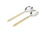CLASSIC TOUCH DECOR SET OF 2 SALAD SERVERS WITH GOLD SYMMETRICAL DESIGN