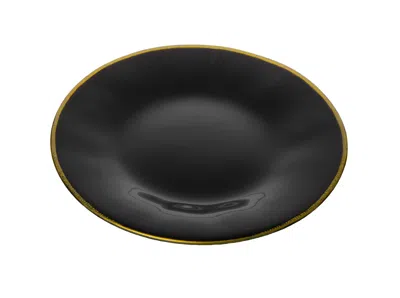 Classic Touch Decor Set Of 4 Black Chargers With Gold Rim - 13"d