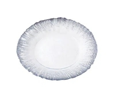 Classic Touch Decor Set Of 4 Chargers With Flashy Silver Design In White