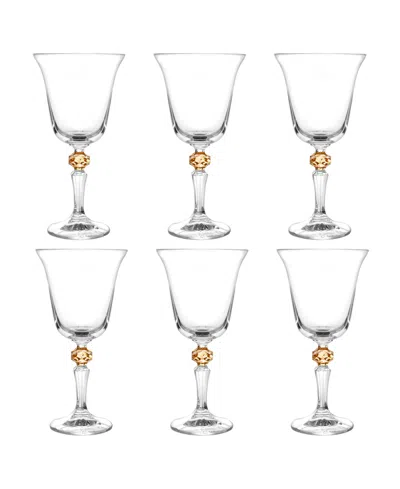 Classic Touch Diamond Motif Liquor Glasses, Set Of 6 In Orange