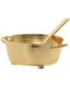 Classic Touch Dip Bowl With Beaded Border And Spoon In Gold