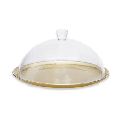 Classic Touch Glass Cake Stand In White;gold