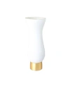 Classic Touch Glass Vase With Gold Tone Base In White