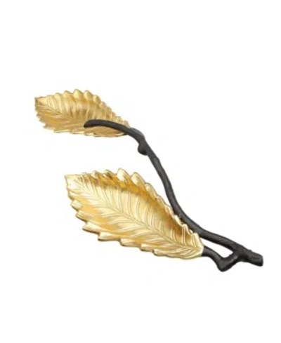Classic Touch Gold 2 Bowl Relish Dish With Black Branches